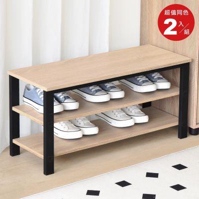 HOPMA傢俱 現代極簡美耐皿板穿鞋椅(2入)台灣製造 玄關凳 換鞋椅 收納鞋架 鞋凳 開放式鞋櫃-寬80 X 深29.2 X 高38.8cm (單個)