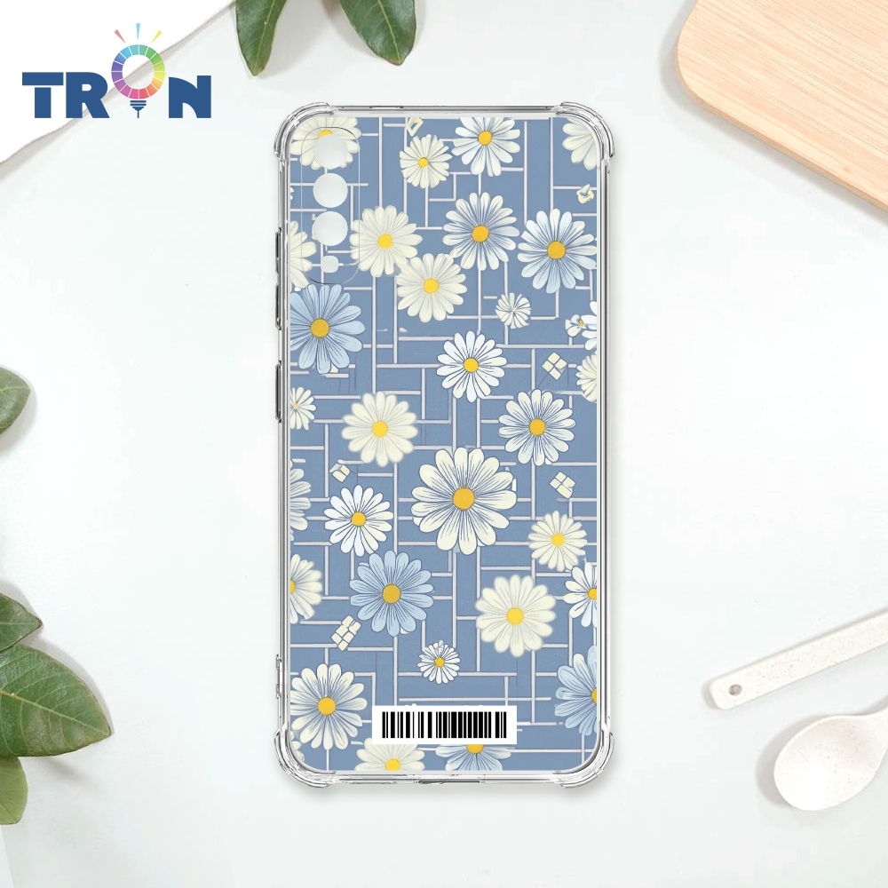 TRON 三星 A70 方格小雛菊花朵 四角防摔載具殼 軟殼 手機殼