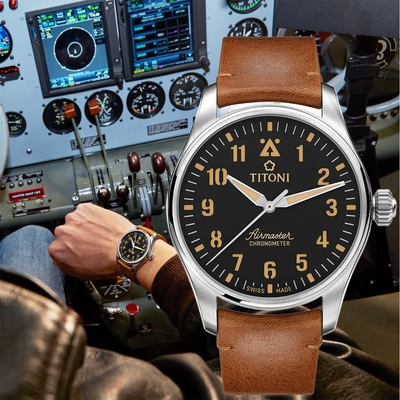 TITONI 梅花錶 空中霸王系列 Airmaster Pilot 飛行員天文臺機械錶 寵愛計畫 送禮推薦 73906 T-ST-723