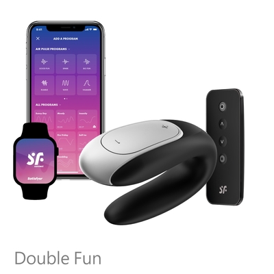 跳蛋 按摩器 自慰蛋 情趣 情趣用品 成人用品 德國Satisfyer Double Fun 智能遙控雙人共震器 (黑)