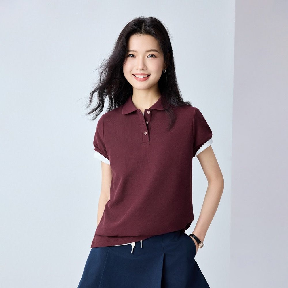 GIORDANO 女裝機能涼感抗UV短袖POLO衫【多色任選】 (22 粟紅)