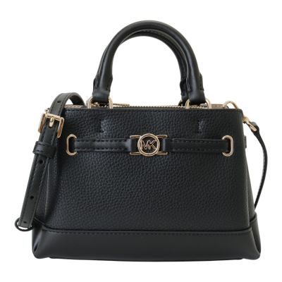 MICHAEL KORS 小圓金MK 荔枝紋皮革兩用包(黑)mini款