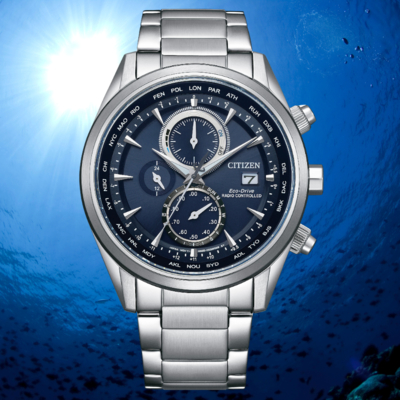 CITIZEN星辰 GENT S系列 AT8260-85L 空中之鷹光動能電波時計腕錶 藍面43.0mm