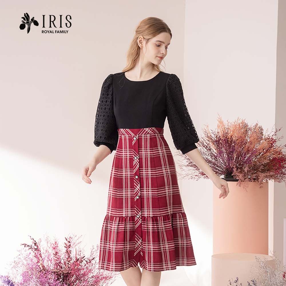 【IRIS 艾莉詩】文藝格紋連衣裙-2色-366A2 (磚紅色系)