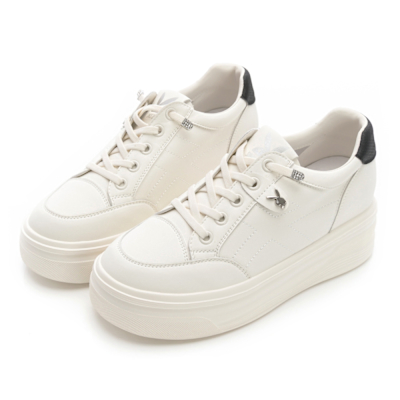 PLAYBOY 學院知性風厚底免綁帶增高休閒鞋-PY1066白黑