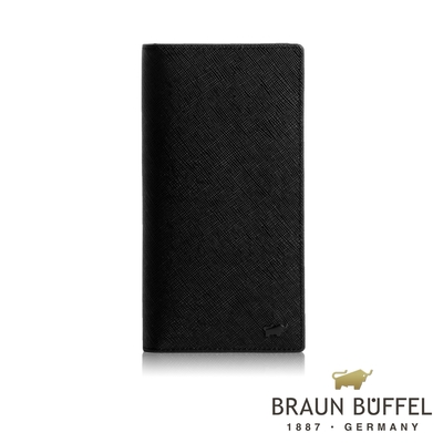【BRAUN BUFFEL 德國小金牛】台灣總代理 洛菲諾P-II 15卡透明窗長夾-黑色/BF347-301-BK