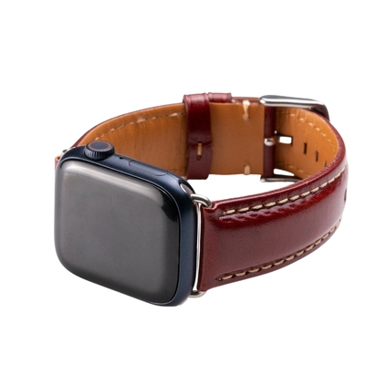 【N.M.N 台灣設計品牌】Apple Watch 智慧手錶帶/極致系列/義大利皮革錶帶 寶石紅 42mm - 49mm