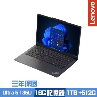 Lenovo聯想 Lenovo 聯想 ThinkPad E14 Gen 6 14吋商務筆電 Ultra 5 135U/16G/1TB+512G SSD/Win11Pro/三年保/特仕版