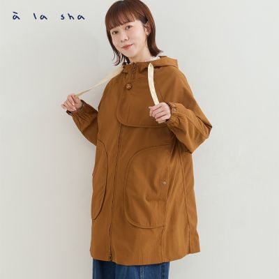 a la sha 造型檔片剪接大口袋長版外套