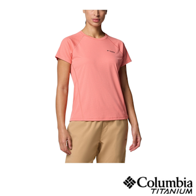 Columbia 哥倫比亞 女款-防曬UPF40快排短袖上衣-曙光粉 UAR48320AW/JS