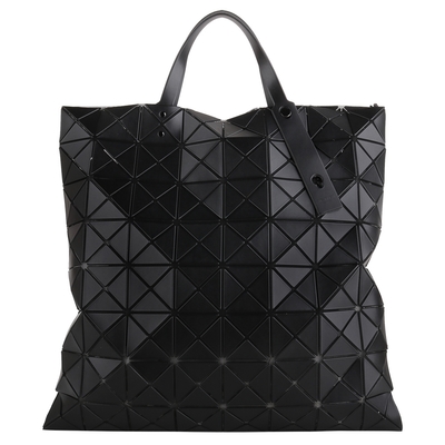 ISSEY MIYAKE  BAOBAO 皮質幾何大方格8x8 手提包(黑色)大