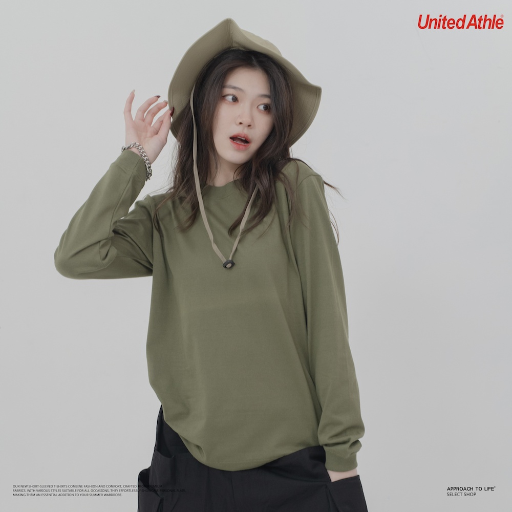 United Athle 5011-01 5.6OZ 螺紋 長袖T恤 (淺橄欖綠)