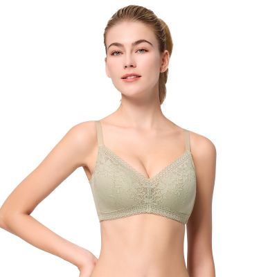 思薇爾 Love myself系列B-E罩無鋼圈模杯蕾絲集中包覆女內衣(月桂綠)