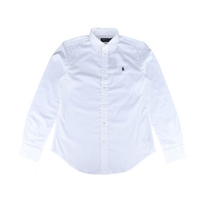 POLO RALPH LAUREN 騎士小馬刺繡LOGO棉質長袖襯衫(女款/白)