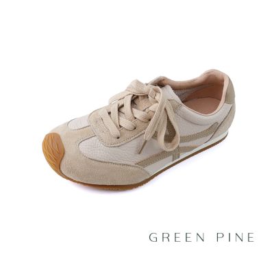 GREEN PINE異材質牛皮平底德訓休閒鞋米X淺卡其(00332291)