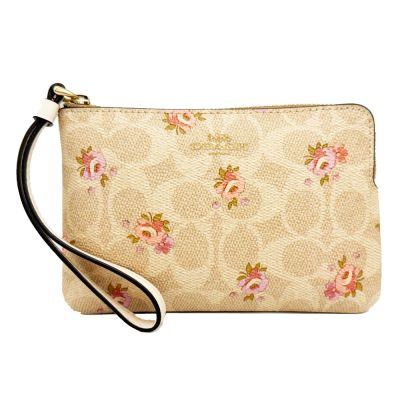 COACH 經典C LOGO手拿包/零錢包(米白/花卉)