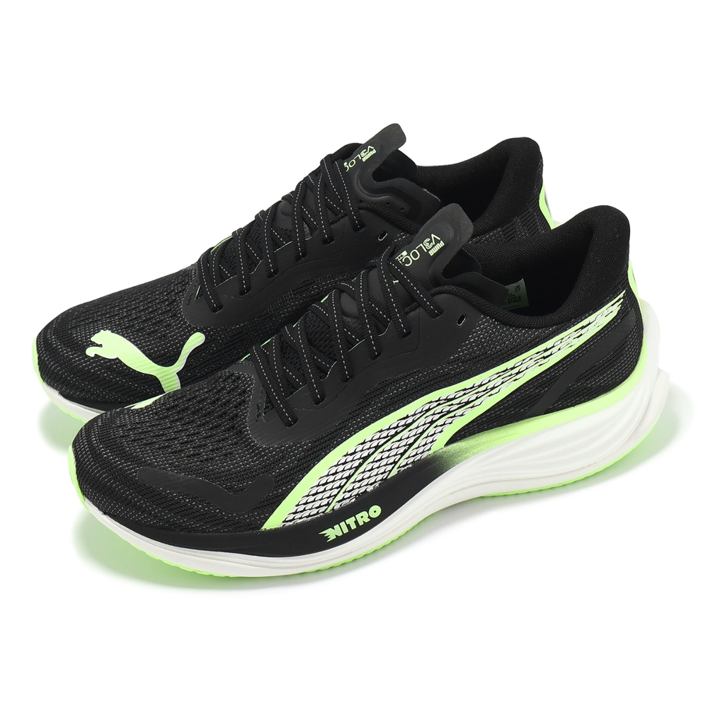 Puma 慢跑鞋 Velocity Nitro 3 男鞋 黑 螢光綠 透氣 氮氣中底 運動鞋 37774814