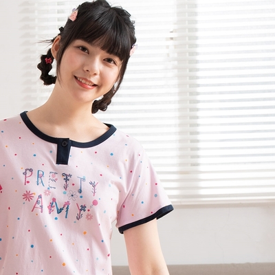 華歌爾睡衣-Pretty Amy系列 M-LL純棉針織印花短袖七分褲裝(水晶紫) LWY95821PN