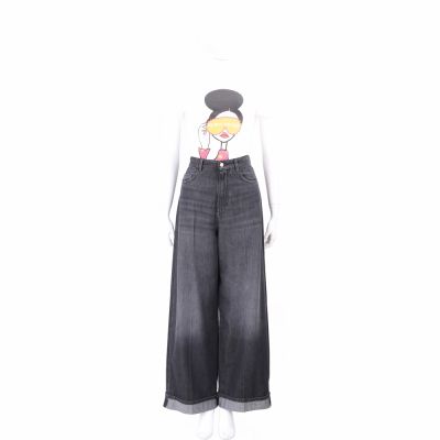 MAX MARA-’S Max Mara LUSSO 黑色刷色寬鬆版 反摺牛仔褲 長褲