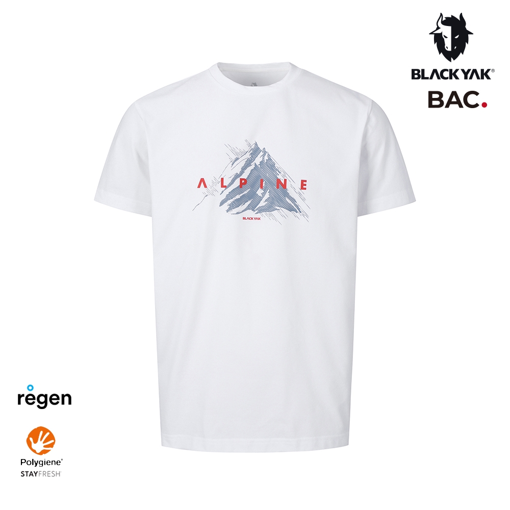 BLACKYAK 韓國 ALPINE圖騰短袖上衣[三色可選] 銀離子 吸濕快乾 涼感 T恤 中性款 BYEB1NC505 (白色)