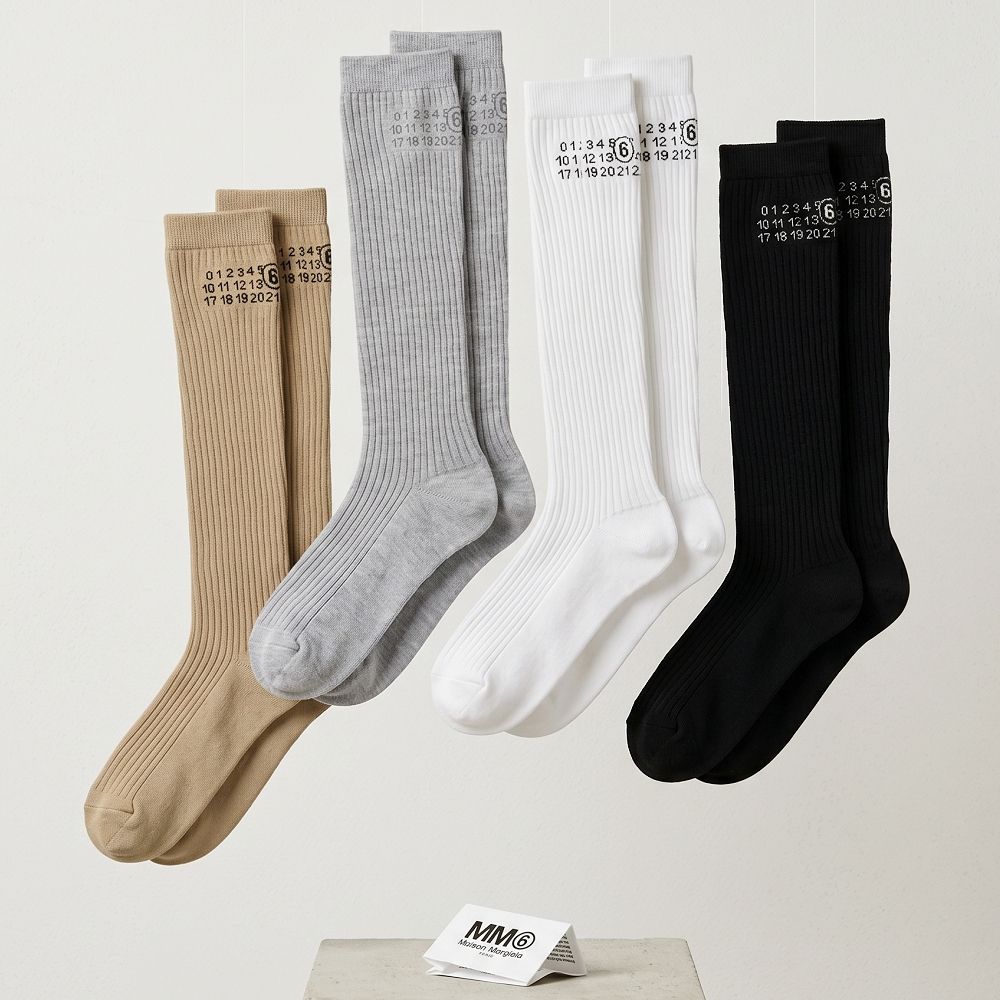 MM6 MAISON MARGIELA 數字標誌紋長襪-多色(EU38-39 / 24-25CM) (白色)