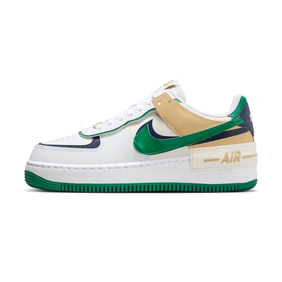 Nike W AF1 Shdow 女 白綠藍 拼接 AF1 低筒 經典 皮革 運動 休閒鞋 DZ1847-102