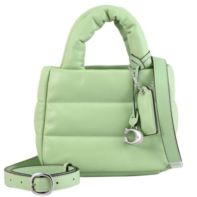 COACH Mini Pillow 絎縫皮革手提斜背兩用包/托特包(淺綠)