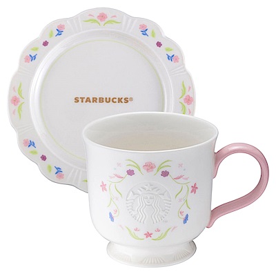 星巴克 母親節花間造型組 (造型點心盤+粉彩馬克杯)