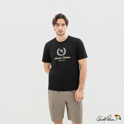 Arnold Palmer 男裝-學院風LOGO印花短袖T-Shirt-黑色
