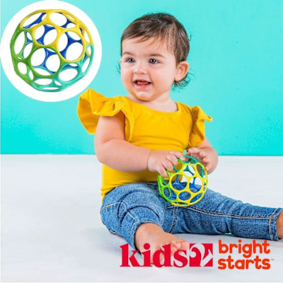 【美國kids2】Bright Starts Oball奧波小號軟球 (綠藍色系) BS-12288