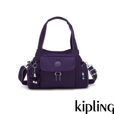 Kipling 深紫色好收納手提兩用斜背包-FELIX L U