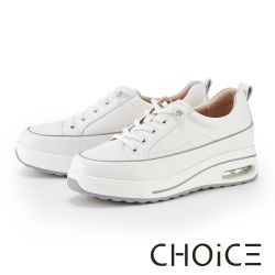 牛皮免綁帶輕量氣墊厚底休閒鞋