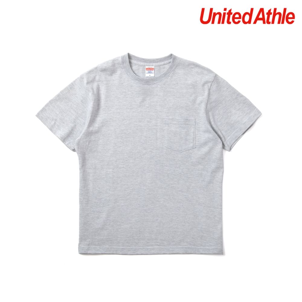 日本授權United Athle 5.6OZ 口袋短TEE 5006-01 UA 舒適 (白灰色)