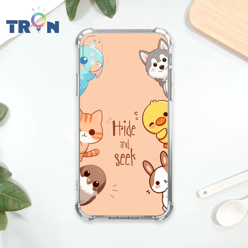 TRON IPhone X/XS 小動物玩躲貓 四角防摔 軟殼 手機殼