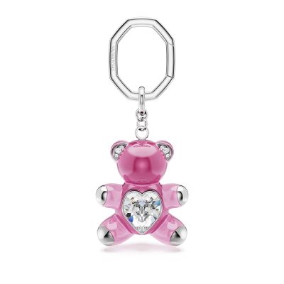 SWAROVSKI 施華洛世奇 Teddy 泰迪熊擁抱愛心水晶鑰匙圈 鑰匙扣 寵愛媽媽 送禮推薦-粉紅色 5735365