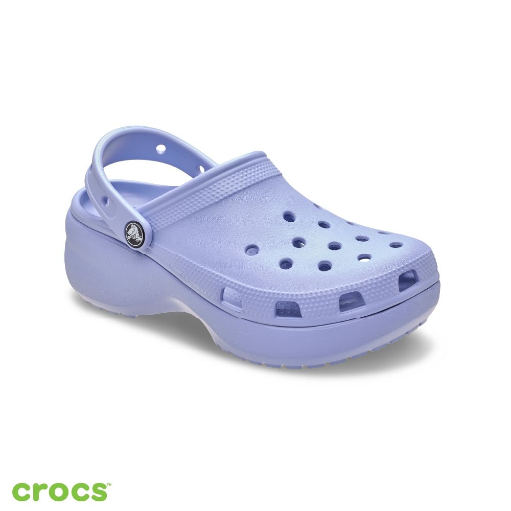Crocs 卡駱馳 (女鞋) 經典厚底克駱格-煙霧藍色-206750-453