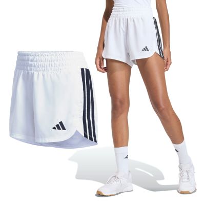 Adidas Pacer High W 女款 白色 運動 休閒 小開衩 吸濕 排汗 透氣 短褲 KD7324