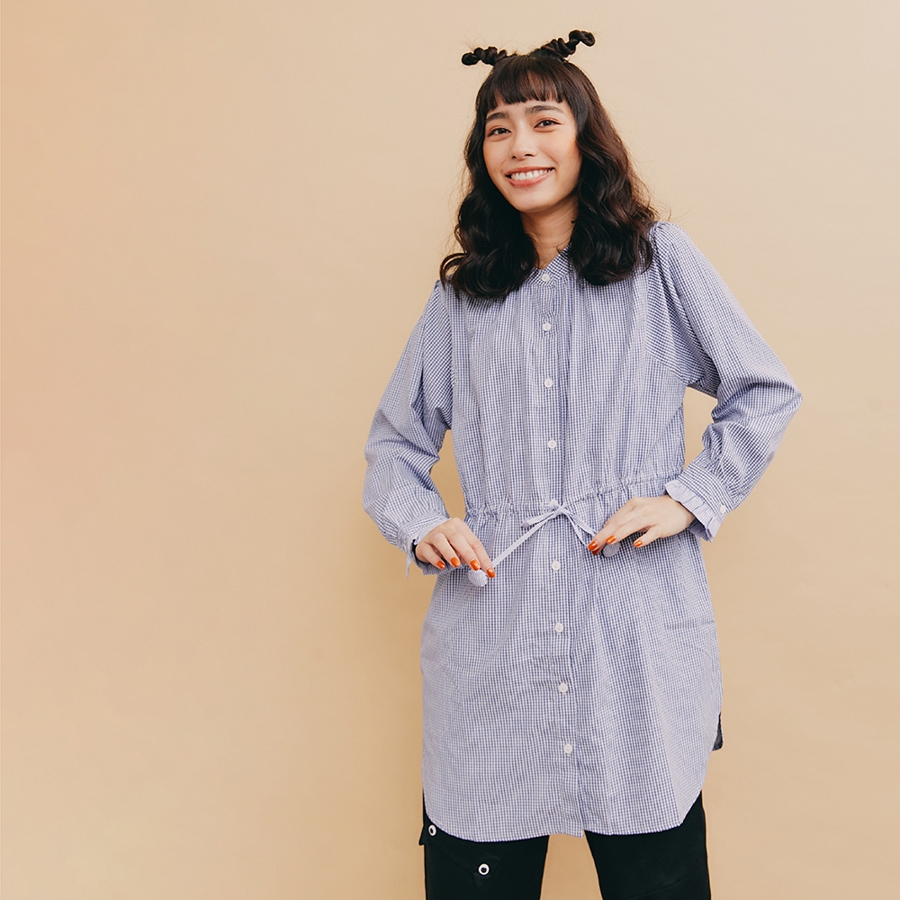 【Dailo】荷葉小立領長版-女長袖襯衫(二色/版型適中)