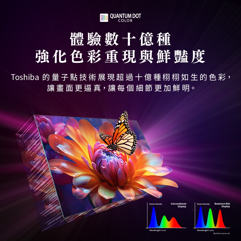 TOSHIBA東芝 REGZA  65型 4K QLED 144Hz Full Array LED AirPlay2 智慧顯示器 65Z670NT product lightbox image 5