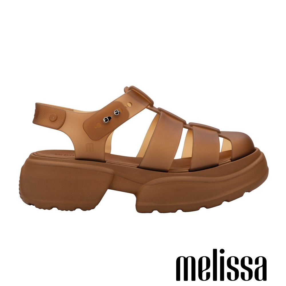 Melissa-率性羅馬鏤空厚底涼鞋-棕色