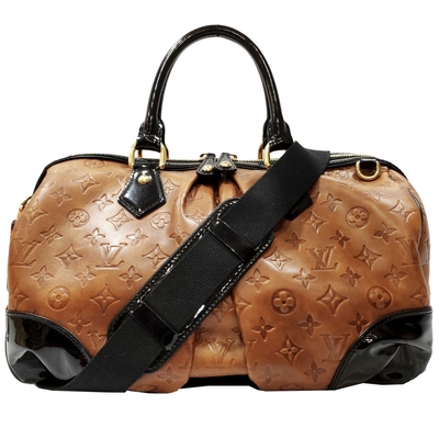 LOUIS VUITTON路易威登 【Louis Vuitton 路易威登 】M95299 限量經典時尚秀款Monogram壓紋拼接漆皮琥珀肩帶旅行袋(絕版展示品)