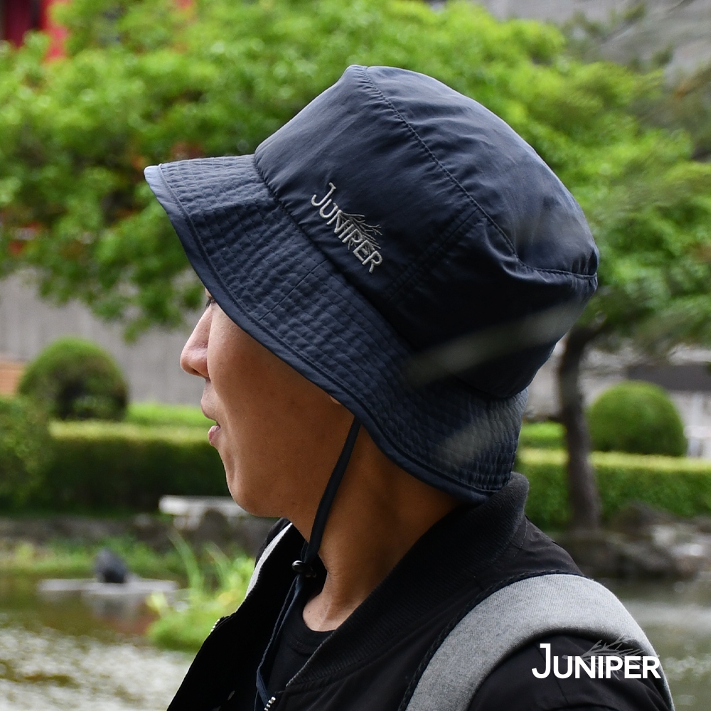 JUNIPER 抗UV防潑水輕便收納防曬遮陽休閒漁夫帽 TJS1001 (海軍藍)