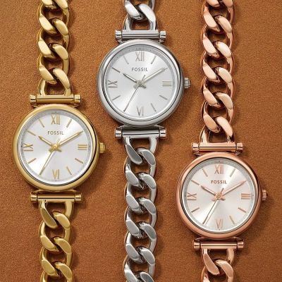 FOSSIL Carlie 優雅玫瑰金羅馬時刻手鍊女錶