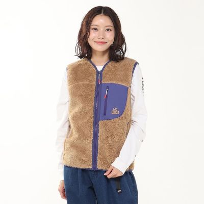 CHUMS Bonding Fleece No Collar Vest 男 刷毛背心 米/紫 CH041475B071