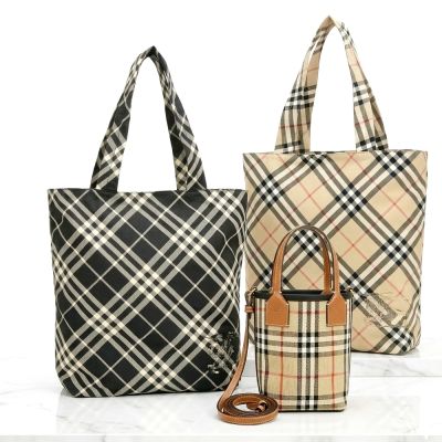 BURBERRY 巴寶莉 戰馬騎士格紋肩背包/格紋織布兩用包-多款可選