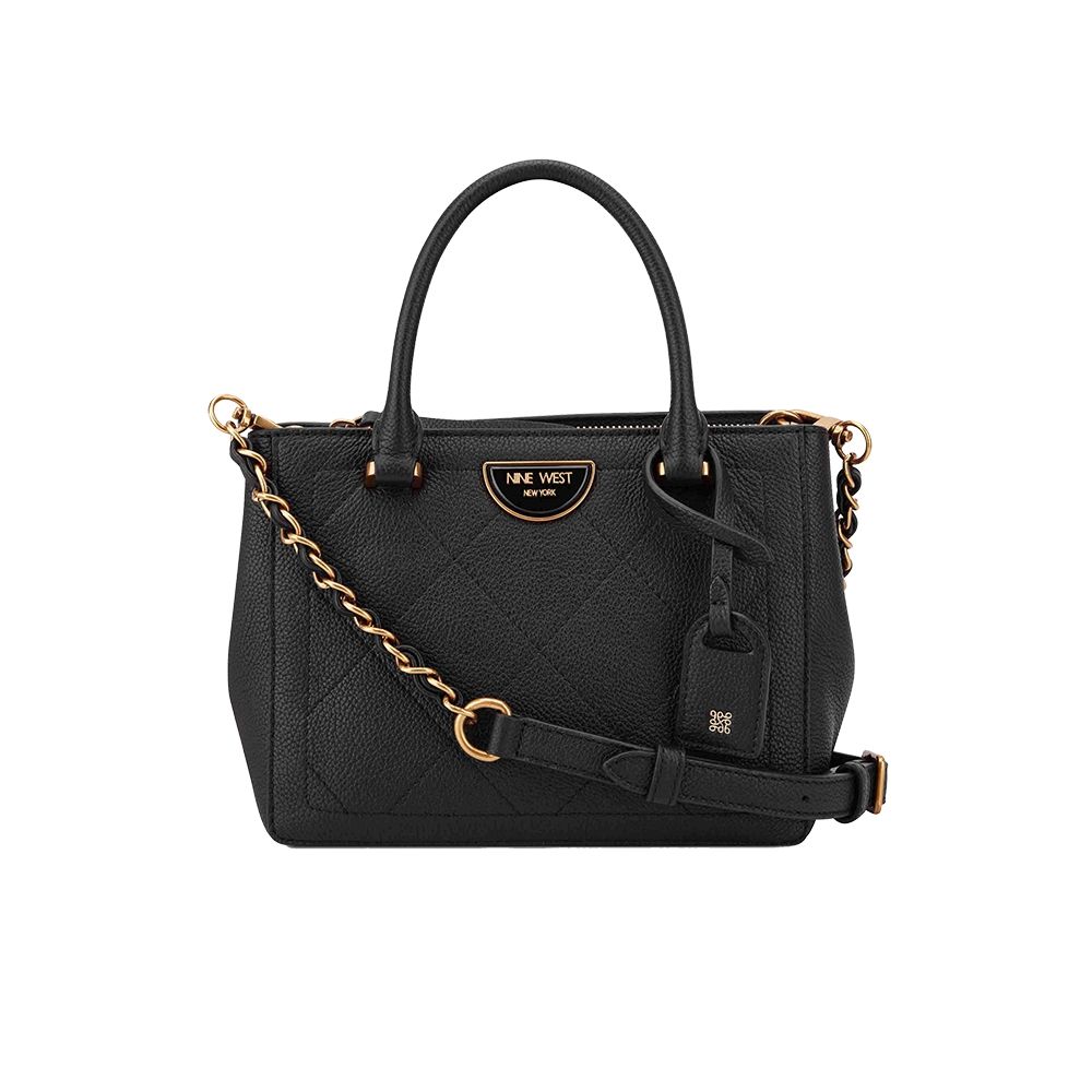 NINE WEST ALIA 真皮菱格手提包 斜背包-黑色(136676)