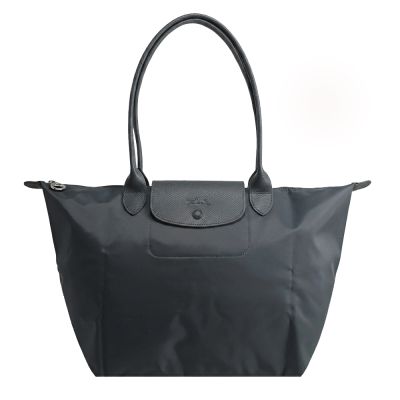 LONGCHAMP LE PLIAGE ONE系列長把尼龍單色摺疊水餃包(大/煙灰)