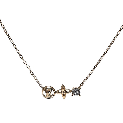 LV M00368 經典PETIT LOUIS系列水晶萊茵石鑲飾造型項鍊(金)