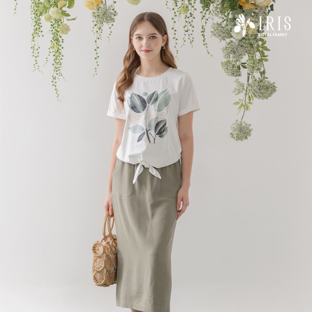 IRIS 艾莉詩-簡約休閒後開岔長裙-42259 (淺綠色)