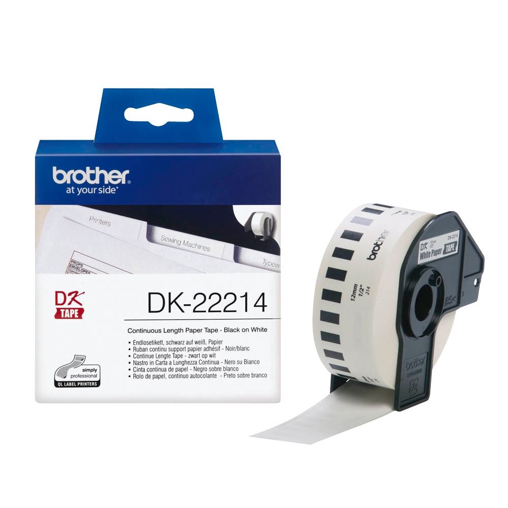 【Brother 兄弟】DK-22214 標籤帶 白底黑字 12mm